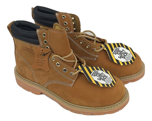 Men's JACATA • 8605 • 6" Classic Steel Toe Work Boot - 8605 - Tan Nubuck Leather
