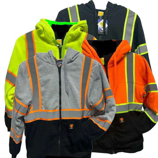 Men's SafeGuard High-Visibility Fleece Lined Zipper Hoody #0515 Available in 4 Colors - BuyJacataBoots.online